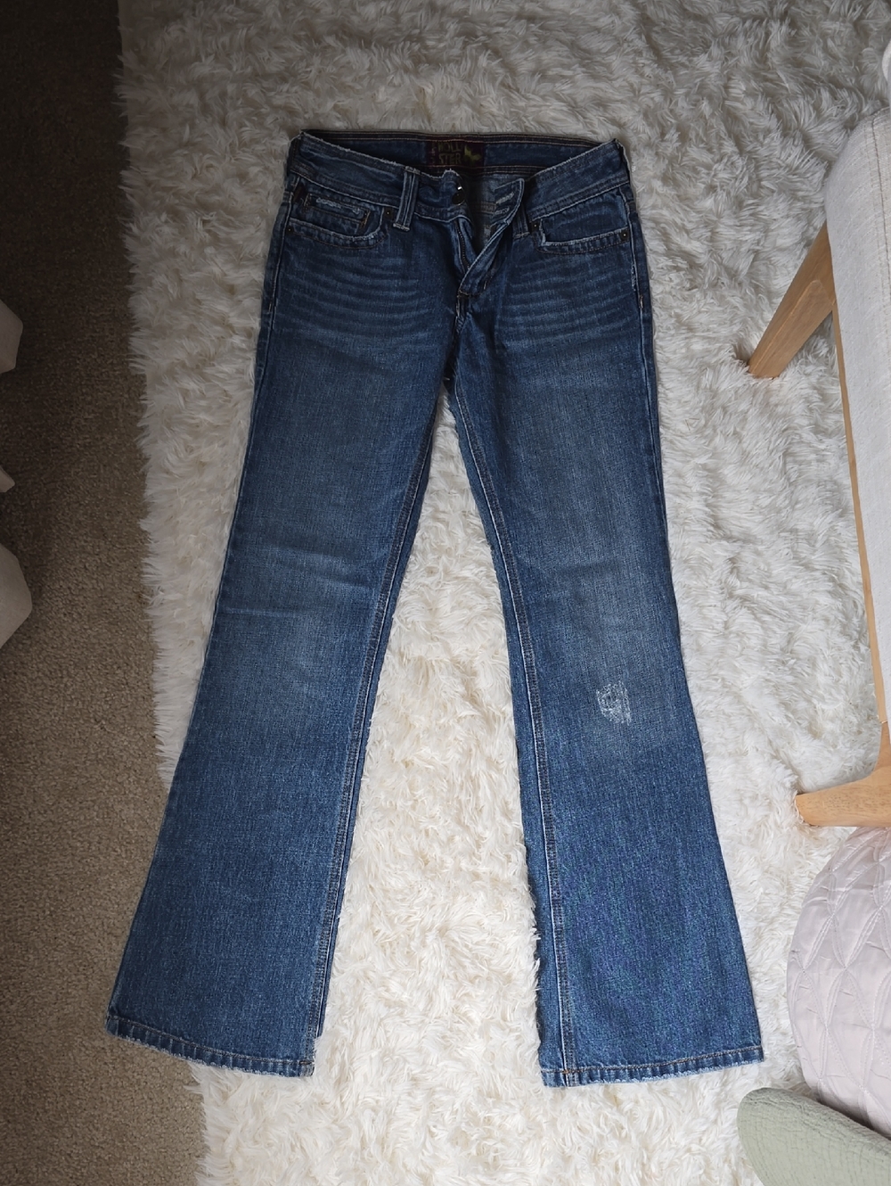 Hollister Women's Flare Jeans in Dark Blue Wash